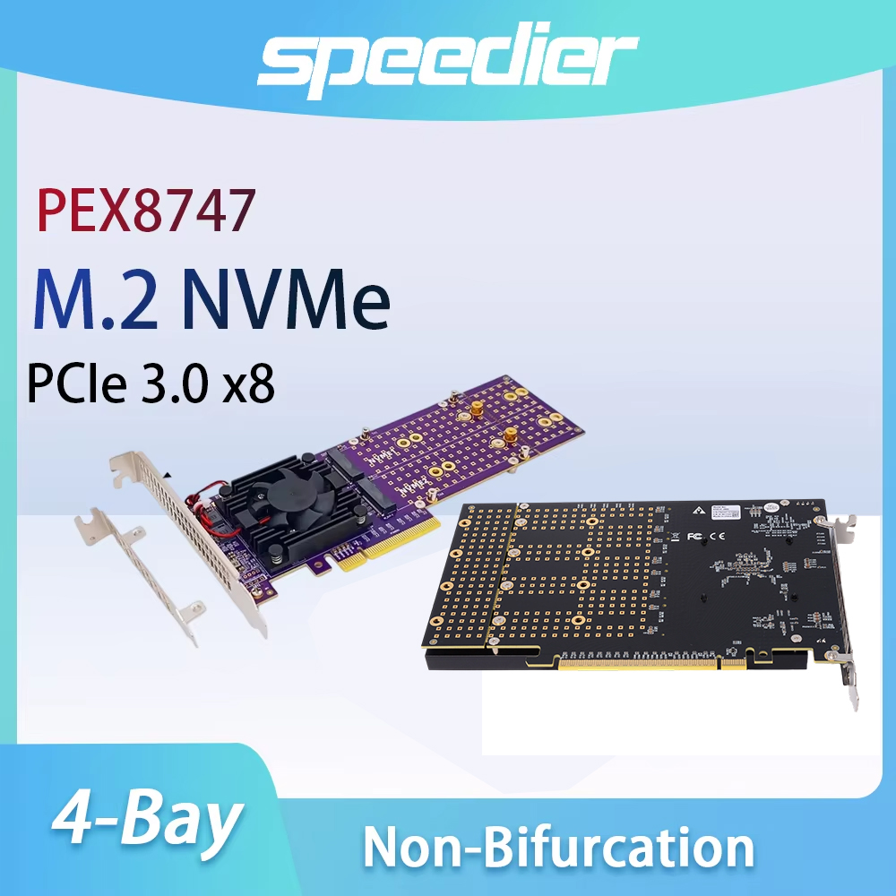 Quad M.2 Nvme Pcie Bifurcation Card - Карта расширения PCIe 3.0 X8 с