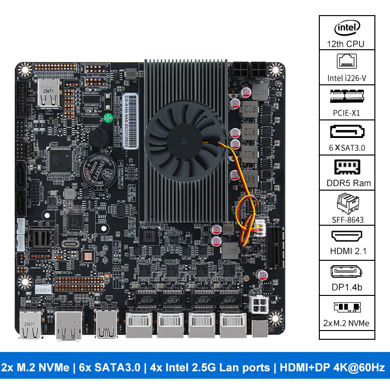Материнская плата N100 NAS с 2 – обзор и цена Nas Motherboard N100 6 Sata