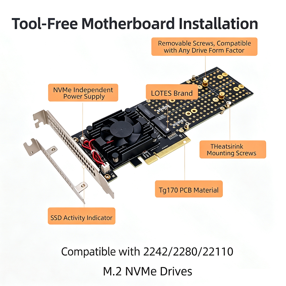 Карта расширения PCIe 3.0 X8 с – обзор и цена Quad M.2 Nvme Pcie Bifurcation Card